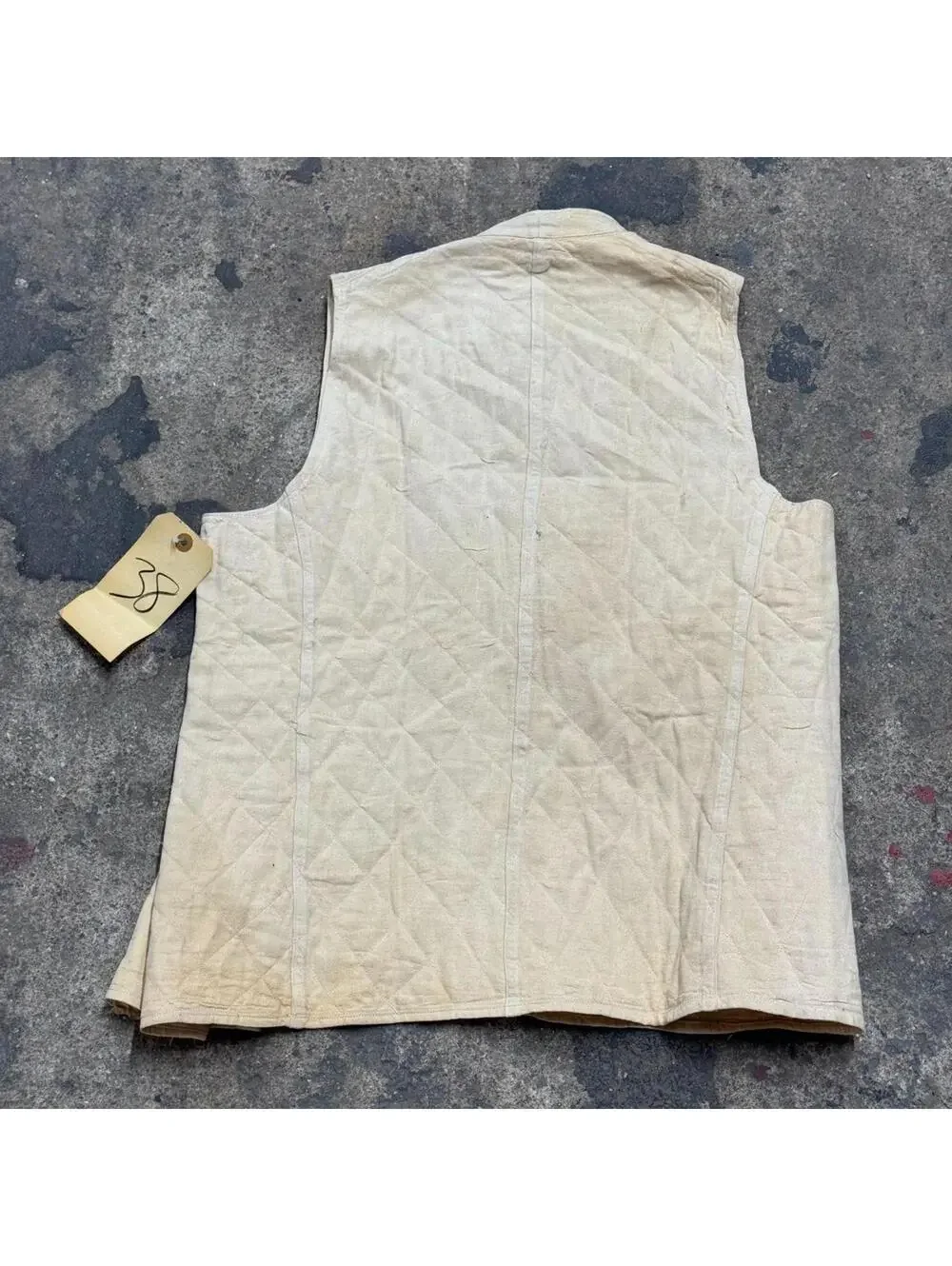 Vintage 60s 70s Western Film Costume Vest Distressed Quilted Cotton Thrashed